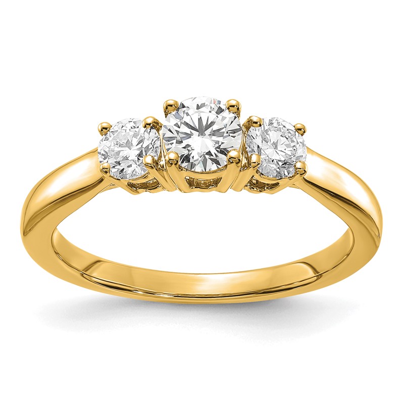14k 3/8 carat carat Lab Grown Diamond VS/SI+ G+ 3/8 carat Center Round Three Stone Semi Mount Engagement Ring