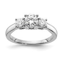 14K White Gold 1 Carat Lab Grown Diamond VS SI+ G+ Round Complete Three Stone Engagement Ring view 1
