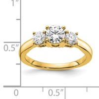 14K Yellow Gold 1 Carat Lab Grown Diamond VS SI+ G+ Round Complete Three Stone Engagement Ring view 4