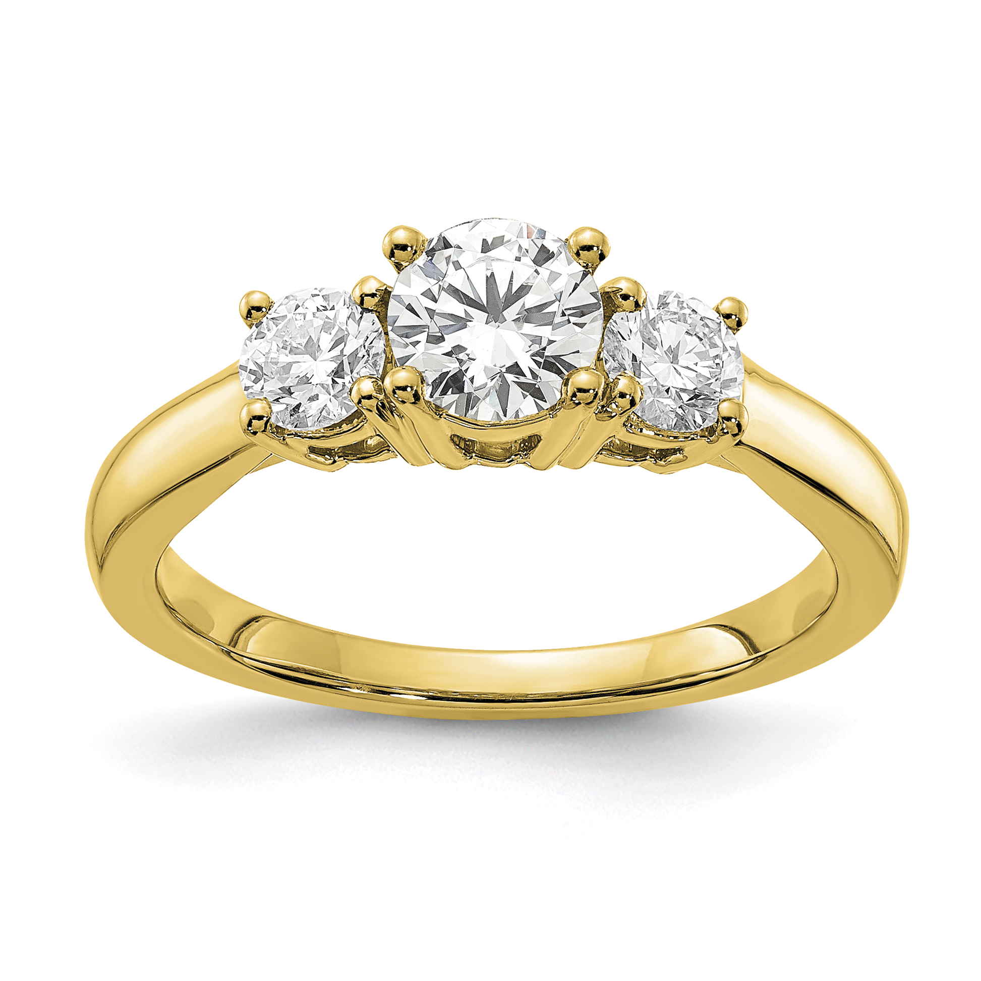 14k 1 carat Lab Grown Diamond VS/SI+ G+ Round Complete Three Stone Engagement Ring (RM4229E-100-CYLG)