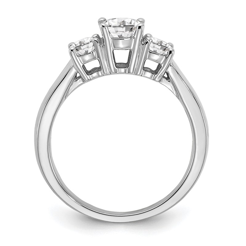 14k White Gold 1/2 carat Lab Grown Diamond VS/SI+ G+ 1/2 carat Center Round Three Stone Semi Mount Engagement Ring