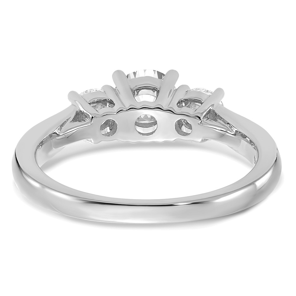 14k White Gold 1 1/2 carat Lab Grown Diamond VS/SI+ G+ Round Complete Three Stone Engagement Ring (RM4229E-150-CWLG)