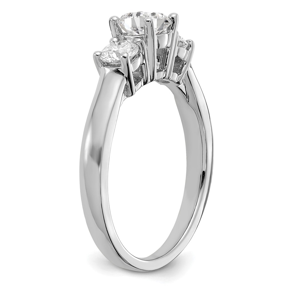 14k White Gold 1 1/2 carat Lab Grown Diamond VS/SI+ G+ Round Complete Three Stone Engagement Ring (RM4229E-150-CWLG)