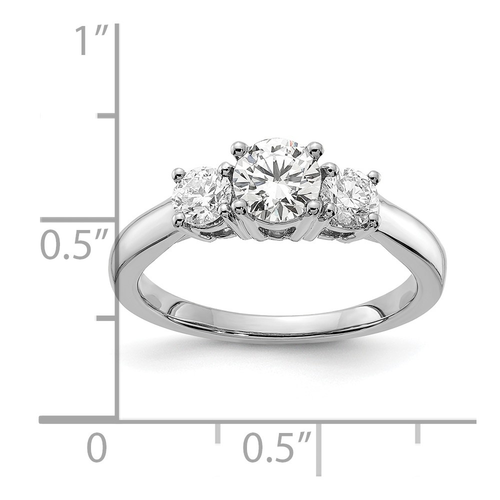 14k White Gold 1 1/2 carat Lab Grown Diamond VS/SI+ G+ Round Complete Three Stone Engagement Ring (RM4229E-150-CWLG)