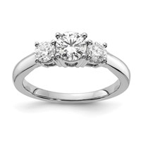 14K White Gold 0.50 Carat Lab Grown Diamond VS SI+ G+ 0.50 Carat Center Round Three Stone Semi Mount Engagement Ring view 1