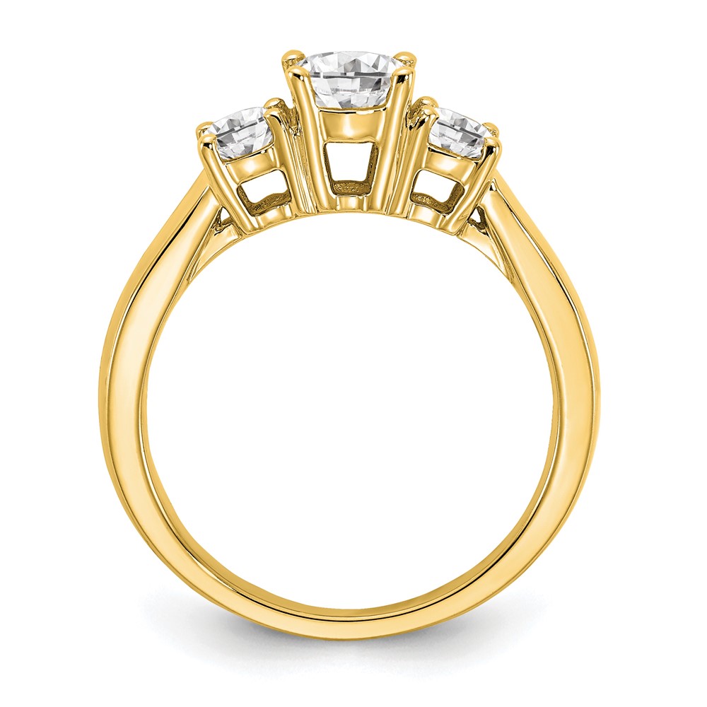 14k 1 carat Lab Grown Diamond VS/SI+ G+ Round Complete Three Stone Engagement Ring (RM4229E-100-CYLG)