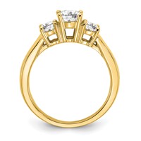 14K Yellow Gold 0.50 Carat Lab Grown Diamond VS SI+ G+ Holds 0.50 Carat Center Round Three Stone Semi Mount Engagement Ring view 2