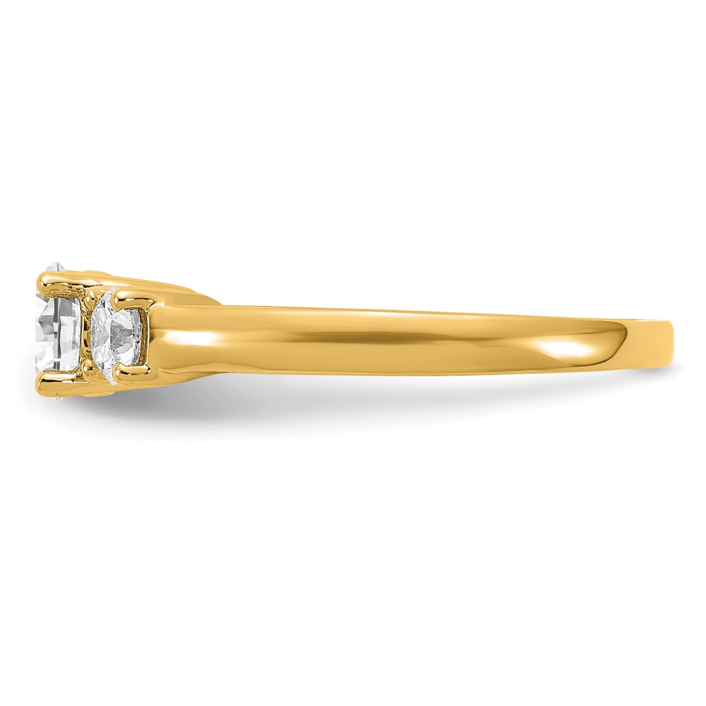 14k 1 carat Lab Grown Diamond VS/SI+ G+ Round Complete Three Stone Engagement Ring (RM4229E-100-CYLG)