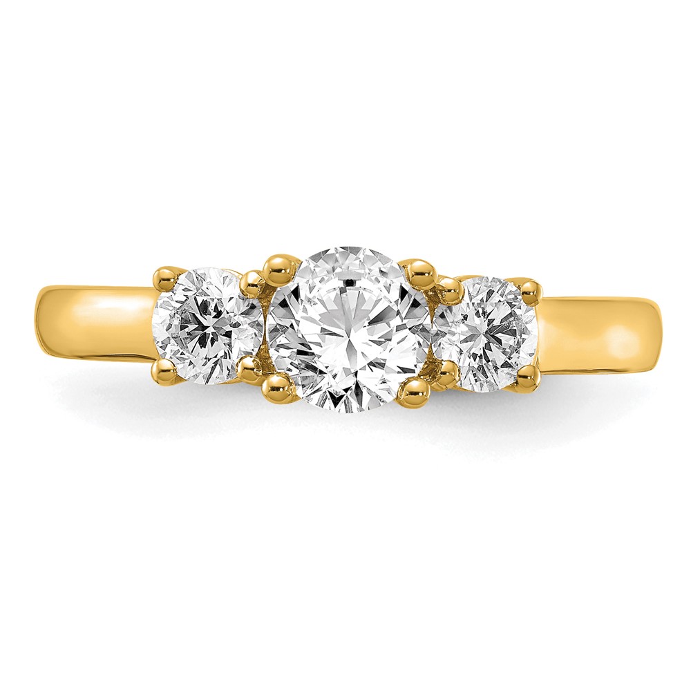 14k 1 carat Lab Grown Diamond VS/SI+ G+ Round Complete Three Stone Engagement Ring (RM4229E-100-CYLG)