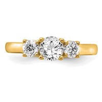 14K Yellow Gold 0.50 Carat Lab Grown Diamond VS SI+ G+ Holds 0.50 Carat Center Round Three Stone Semi Mount Engagement Ring view 4