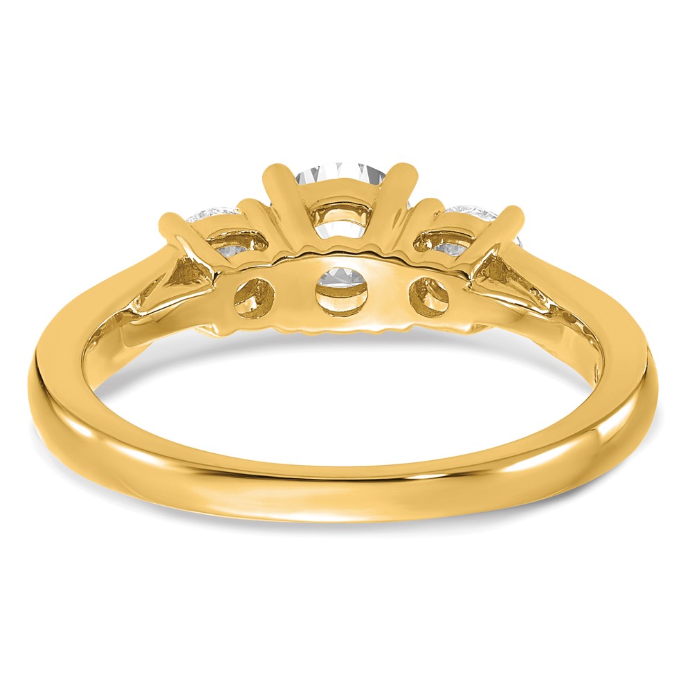 14k 1 carat Lab Grown Diamond VS/SI+ G+ Round Complete Three Stone Engagement Ring (RM4229E-100-CYLG)