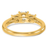 14K Yellow Gold 0.50 Carat Lab Grown Diamond VS SI+ G+ Holds 0.50 Carat Center Round Three Stone Semi Mount Engagement Ring view 5