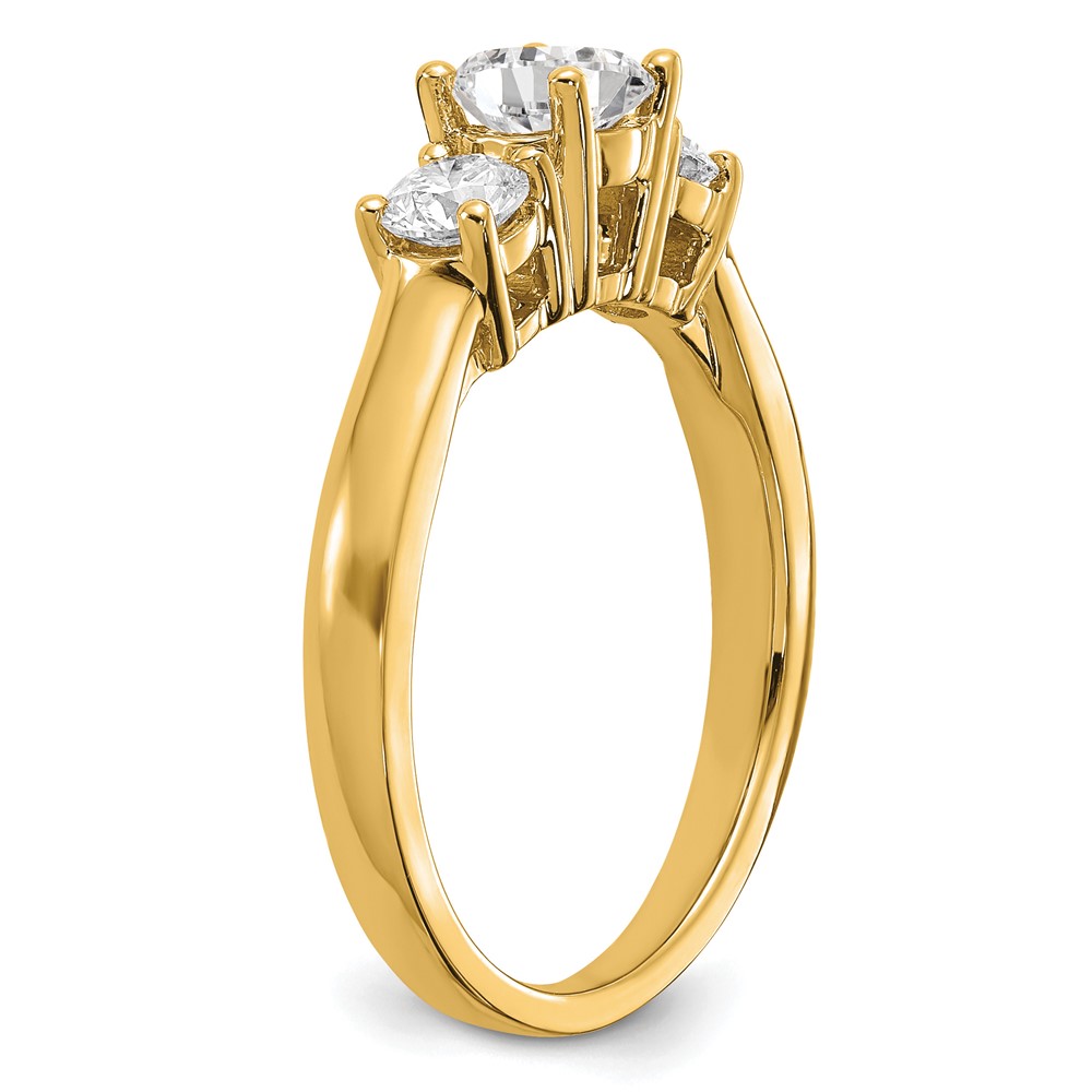 14k 1 carat Lab Grown Diamond VS/SI+ G+ Round Complete Three Stone Engagement Ring (RM4229E-100-CYLG)