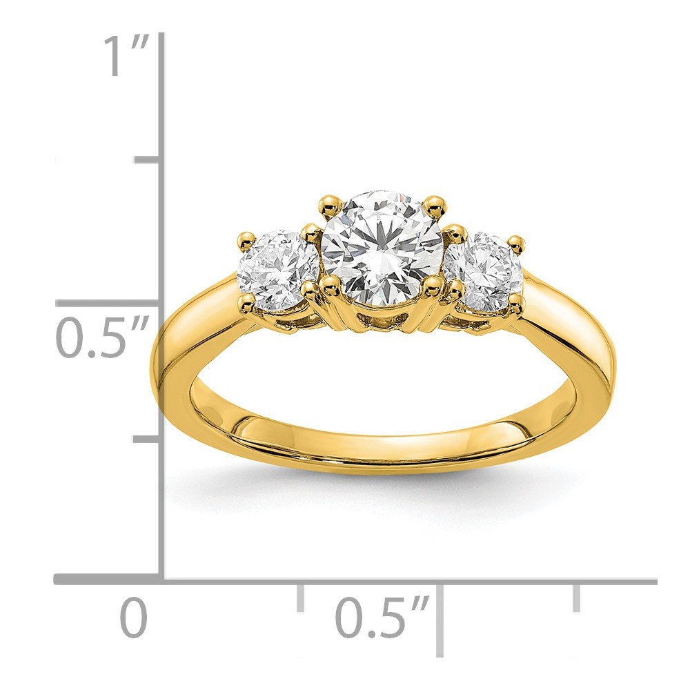 14k 1 carat Lab Grown Diamond VS/SI+ G+ Round Complete Three Stone Engagement Ring (RM4229E-100-CYLG)
