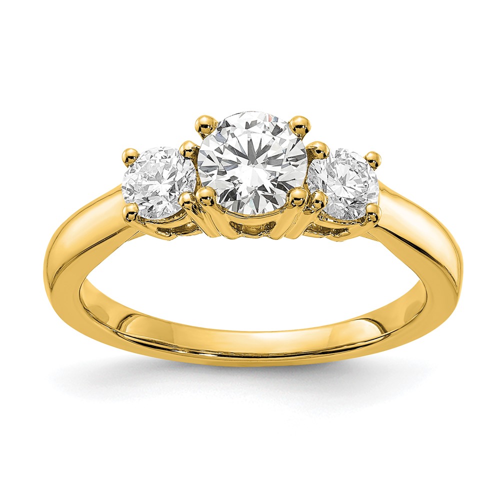 14k 1 carat Lab Grown Diamond VS/SI+ G+ Round Complete Three Stone Engagement Ring (RM4229E-100-CYLG)