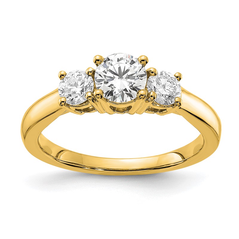 14k 1 carat Lab Grown Diamond VS/SI+ G+ Round Complete Three Stone Engagement Ring