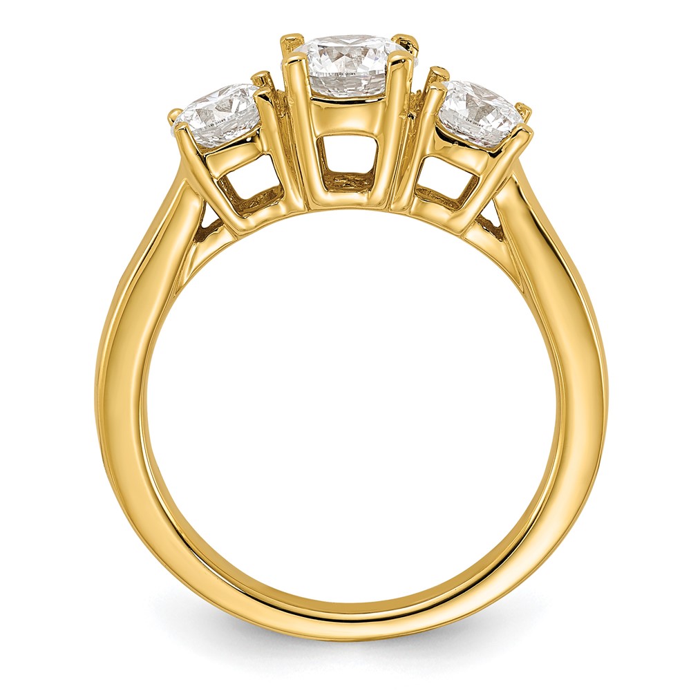 1 1/2 carat Lab Grown Diamond VS/SI+ G+ Round Complete Three Stone Engagement Ring (RM4229E-150-CYLG)