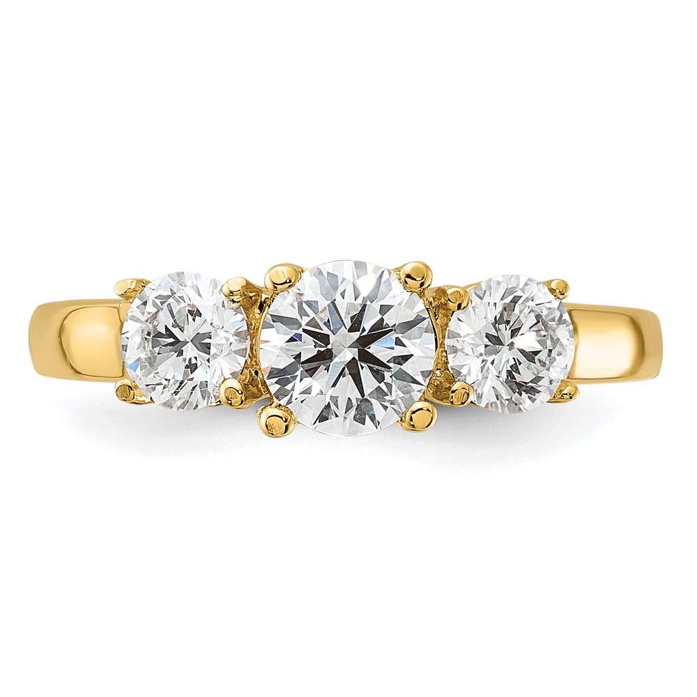 1 1/2 carat Lab Grown Diamond VS/SI+ G+ Round Complete Three Stone Engagement Ring (RM4229E-150-CYLG)