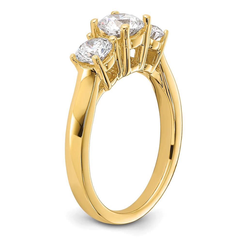 1 1/2 carat Lab Grown Diamond VS/SI+ G+ Round Complete Three Stone Engagement Ring (RM4229E-150-CYLG)