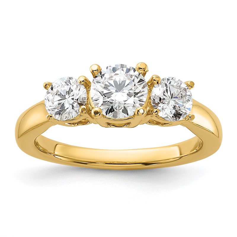 1 1/2 carat Lab Grown Diamond VS/SI+ G+ Round Complete Three Stone Engagement Ring