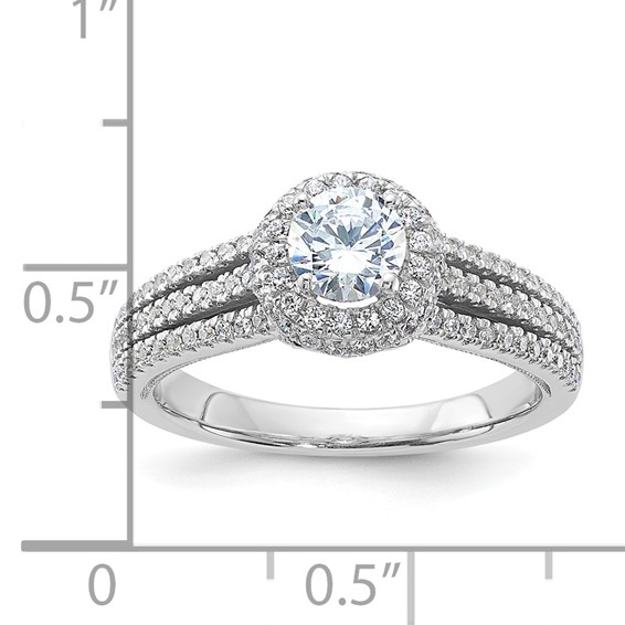 Sterling Silver Polished CZ Round Halo Engagement Ring