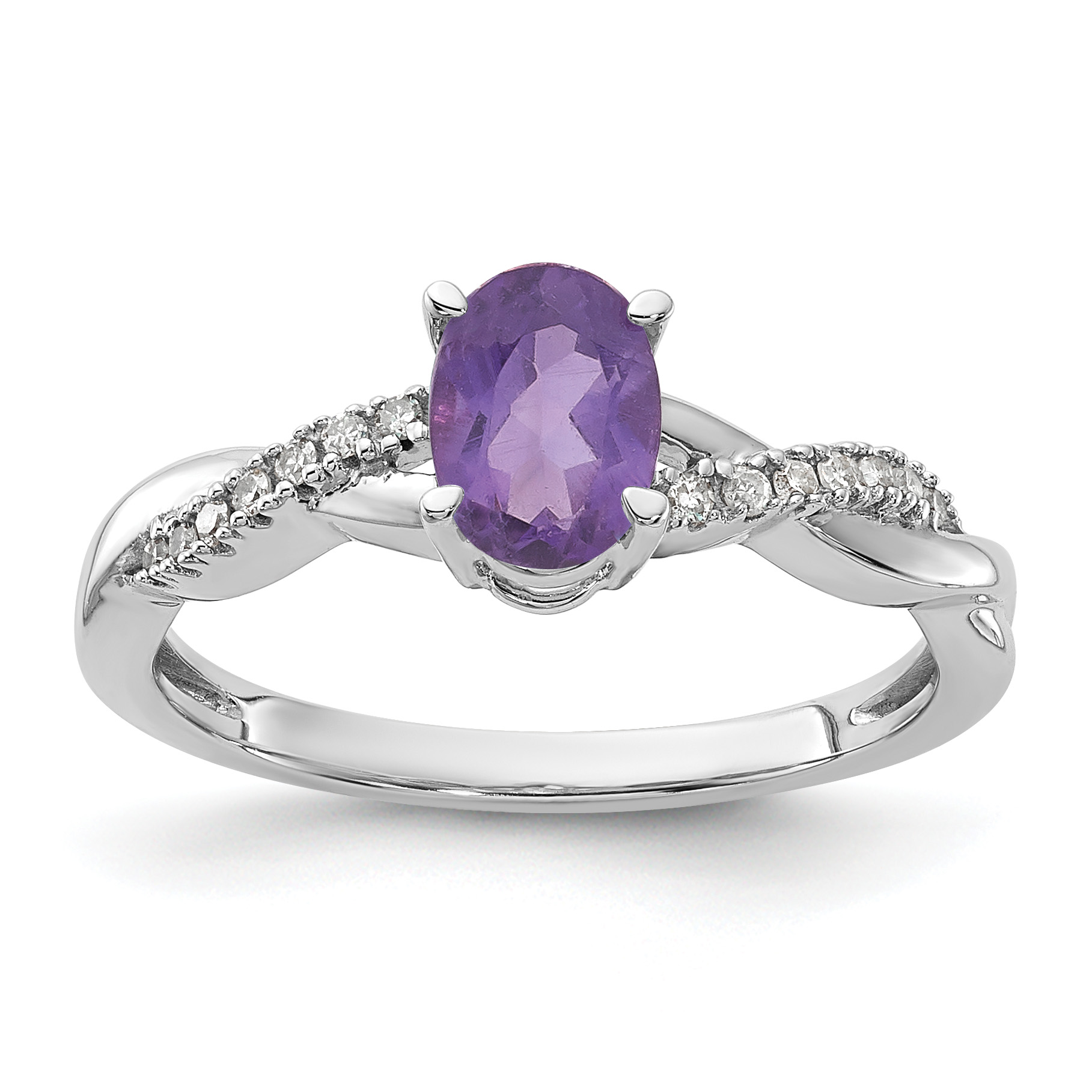14K White Gold Oval Amethyst and Diamond Ring (RM4235-AM-008-WA)