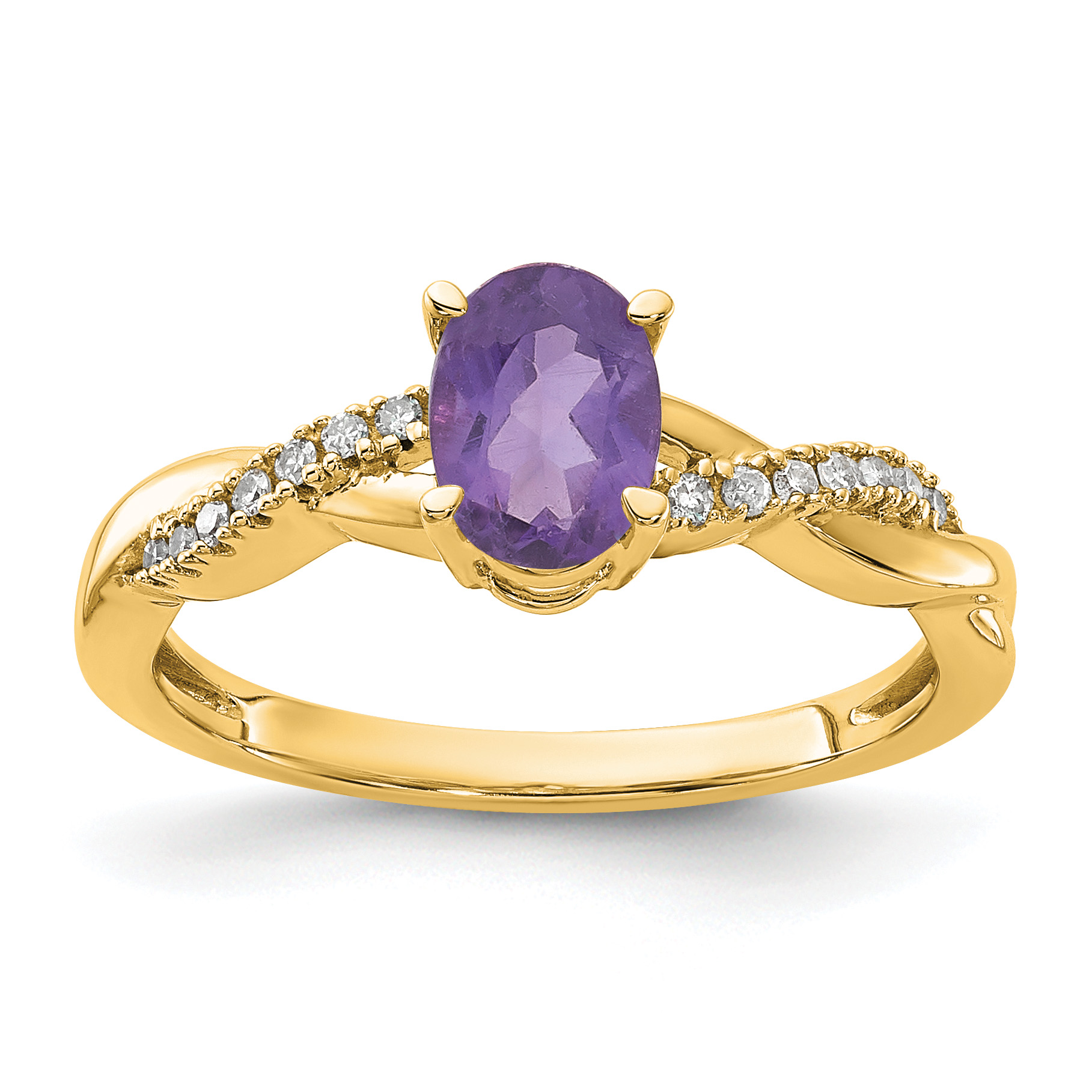 14K Oval Amethyst and Diamond Ring (RM4235-AM-008-YA)