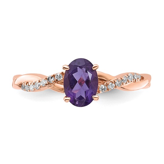 Sterling Silver RP Amethyst & CZ Ring