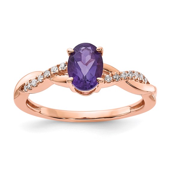 Sterling Silver RP Amethyst & CZ Ring