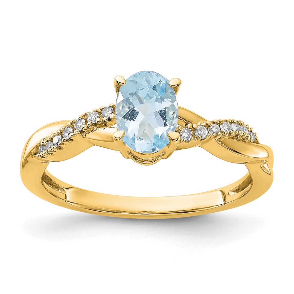 10k Oval Aquamarine and Diamond Ring (RM4235-AQ-008-1YA)