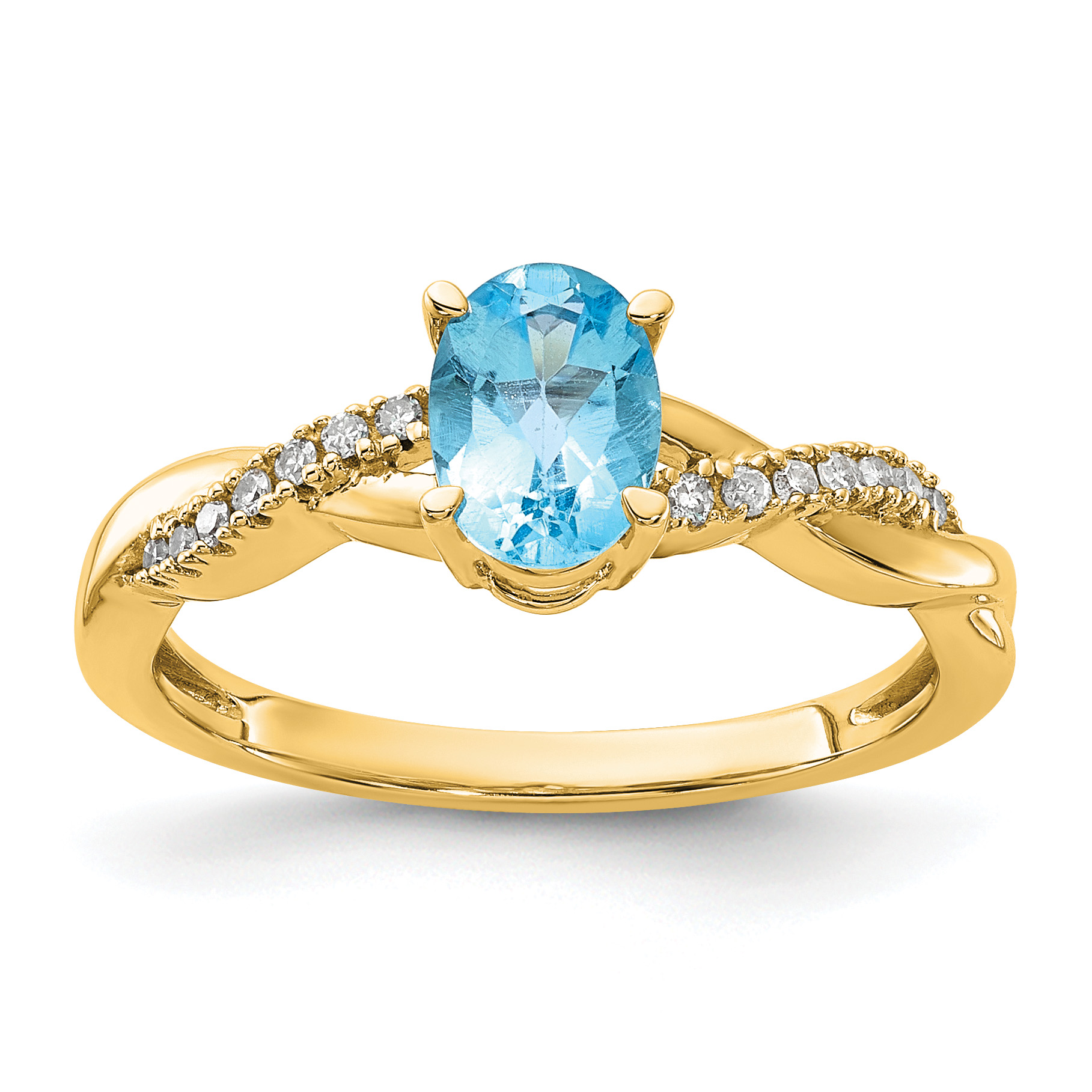 14K Oval Blue Topaz and Diamond Ring (RM4235-BT-008-YA)