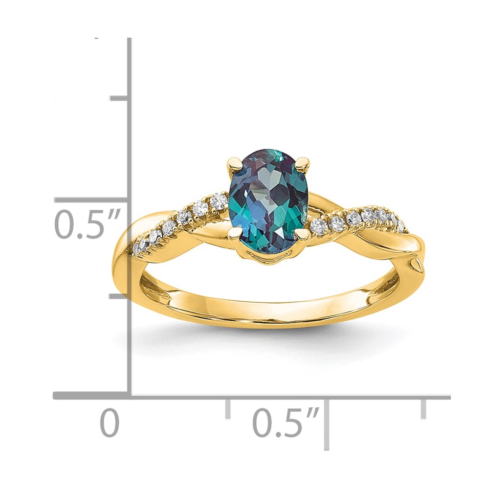 10k Oval Created Alexandrite and Diamond Ring (RM4235-CA-008-1YA)