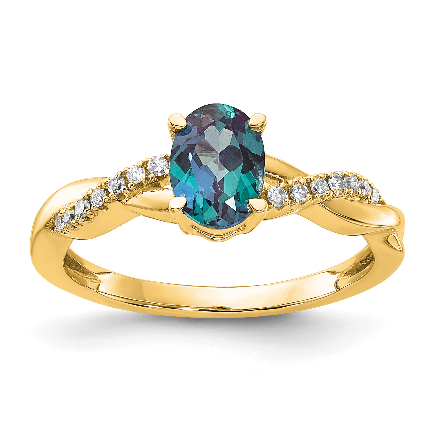 10k Oval Created Alexandrite and Diamond Ring (RM4235-CA-008-1YA)