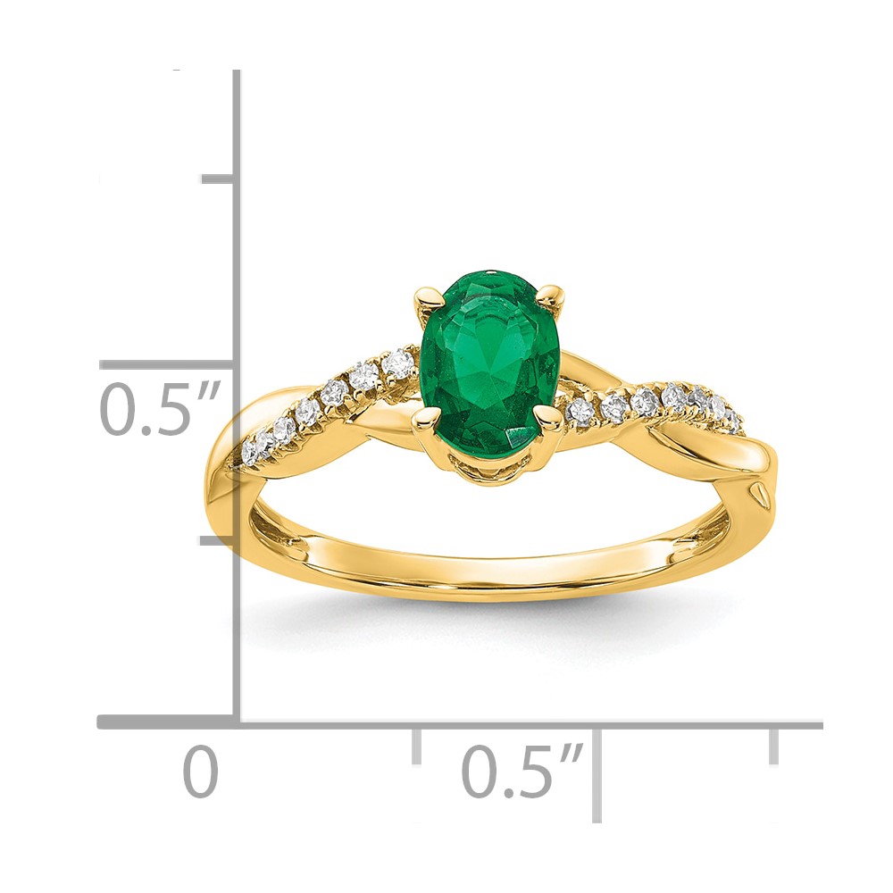 10k Oval Created Emerald and Diamond Ring (RM4235-CEM-008-1YA)