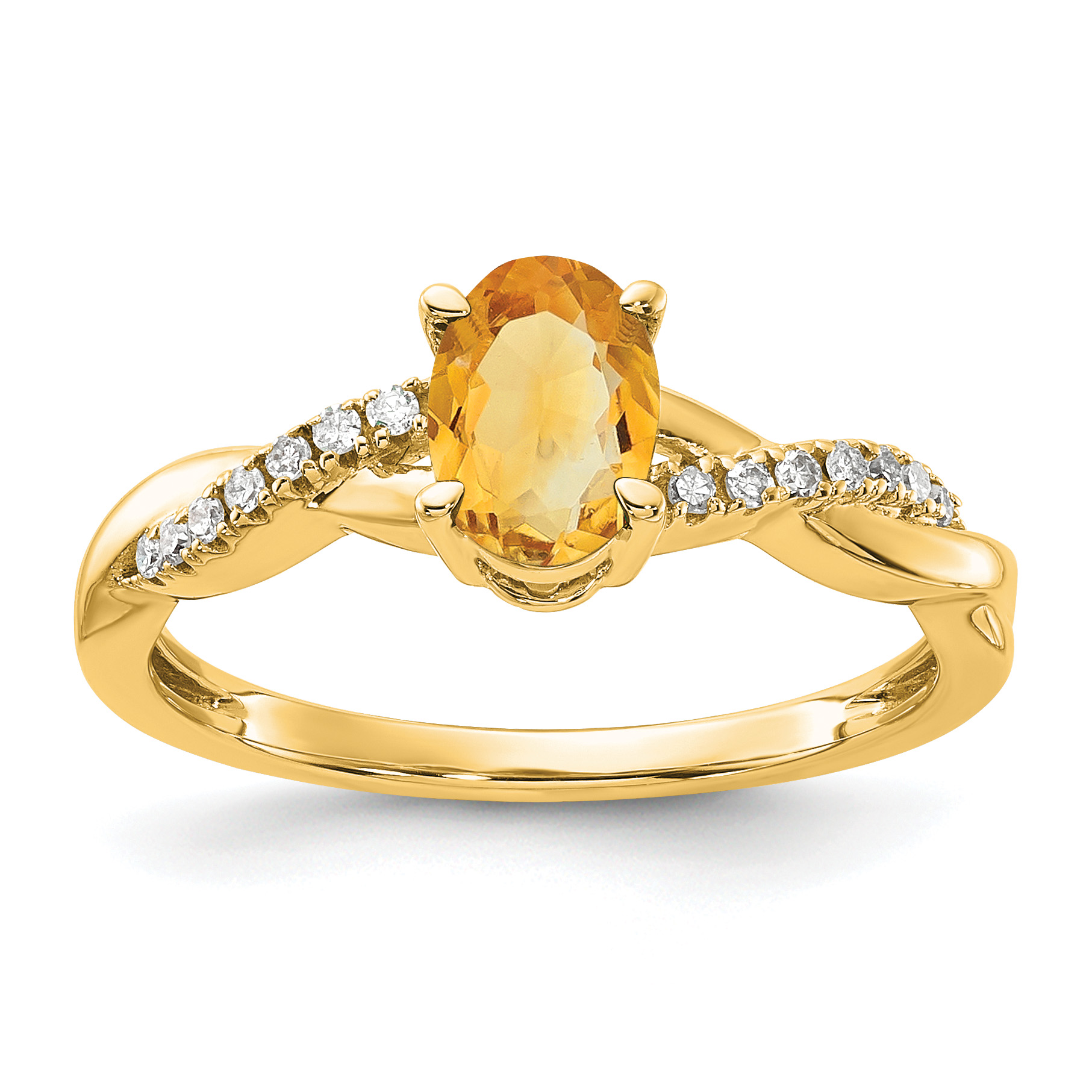 14K Oval Citrine and Diamond Ring (RM4235-CI-008-YA)