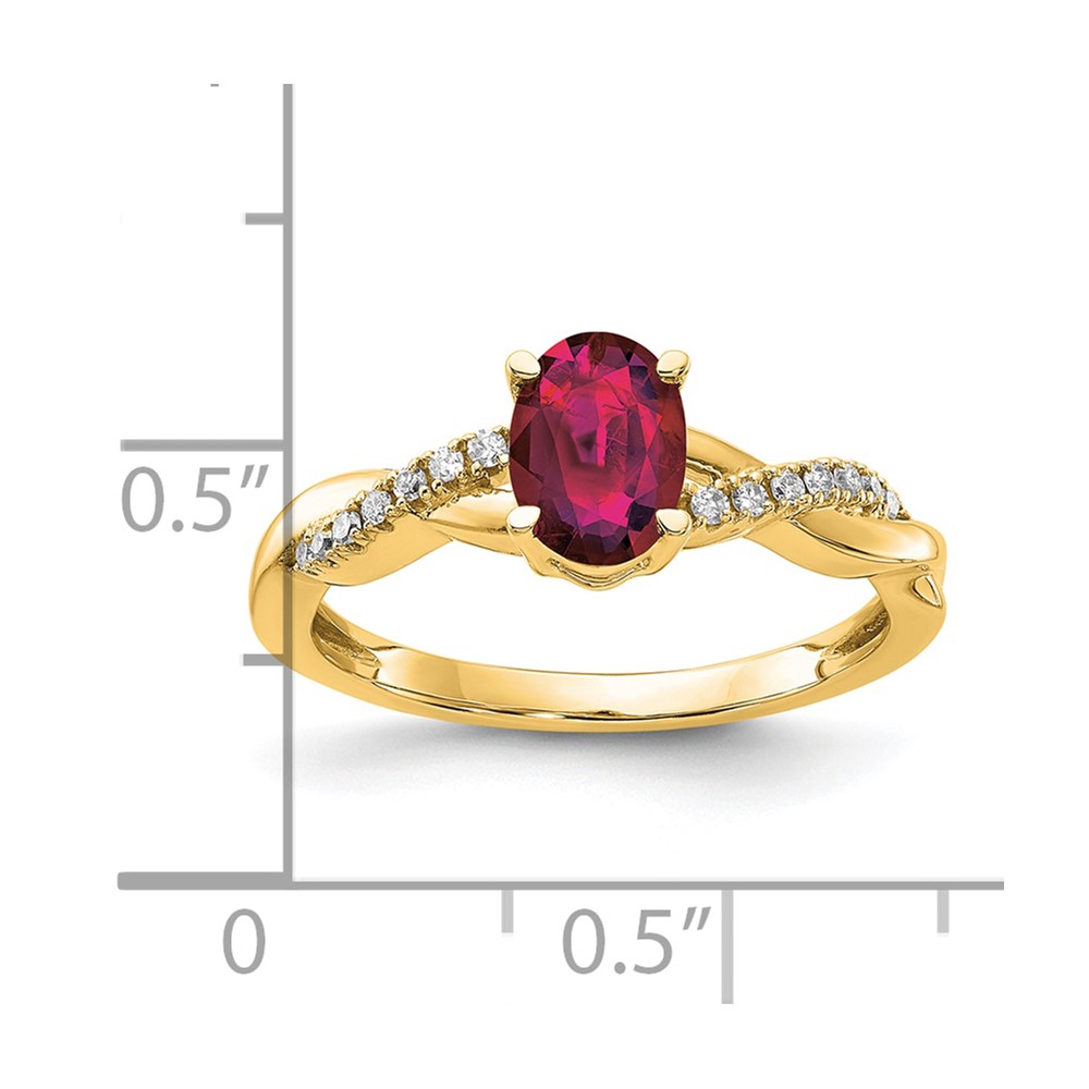 10k Oval Created Ruby and Diamond Ring (RM4235-CRU-008-1YA)