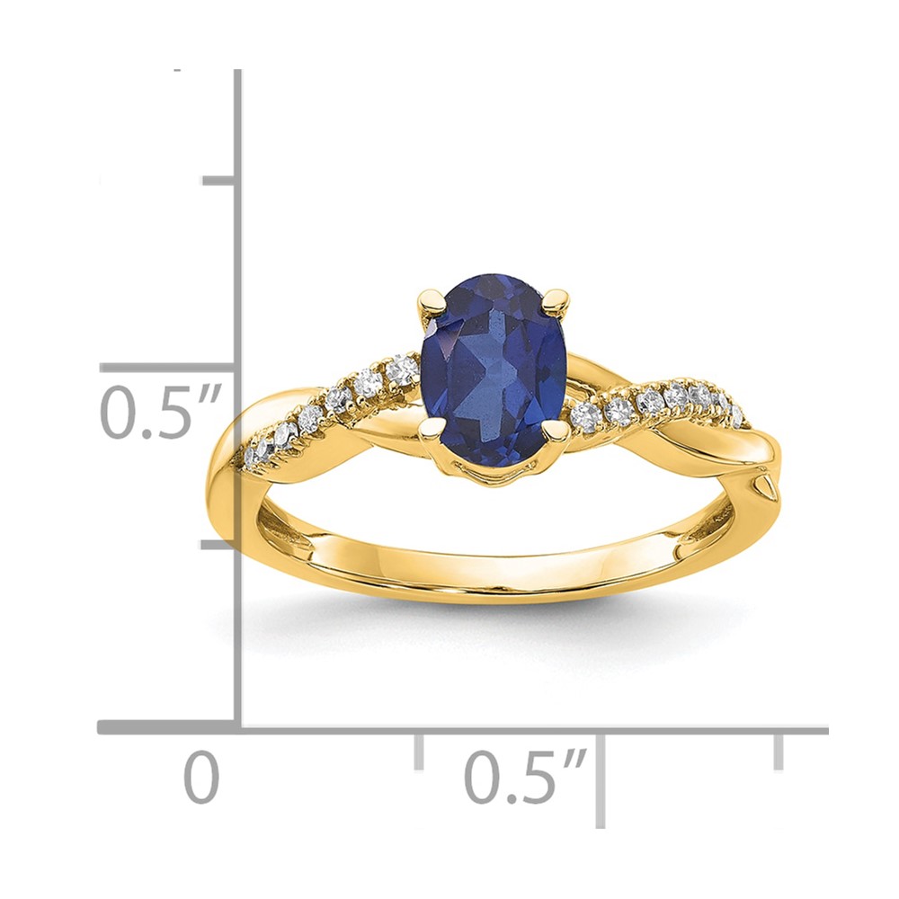 10k Oval Created Sapphire and Diamond Ring (RM4235-CSA-008-1YA)
