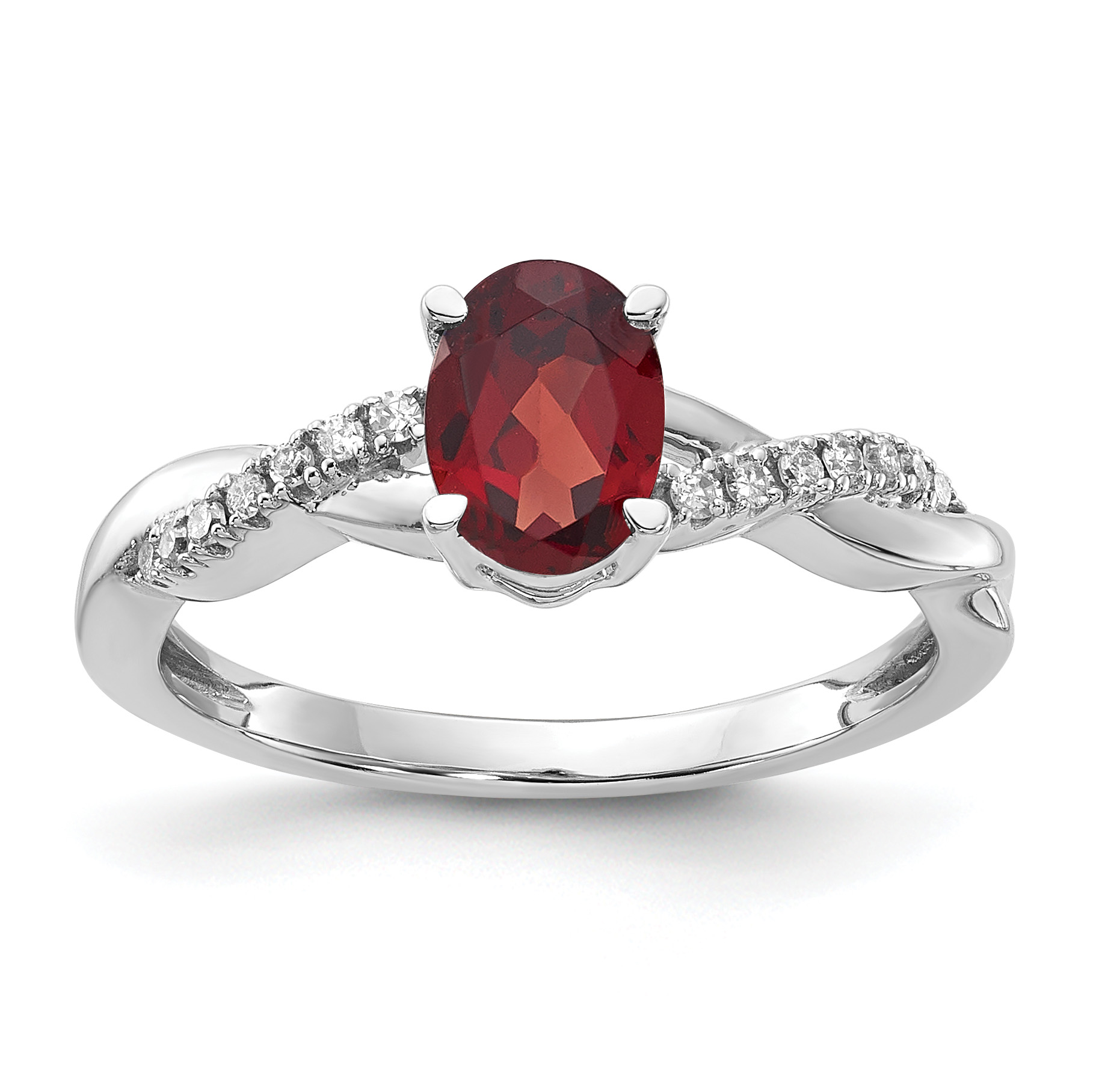 14K White Gold Oval Garnet and Diamond Ring (RM4235-GA-008-WA)