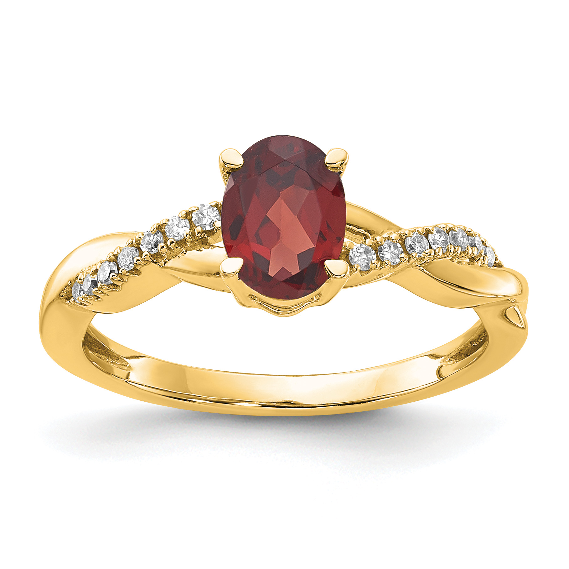 14K Oval Garnet and Diamond Ring (RM4235-GA-008-YA)