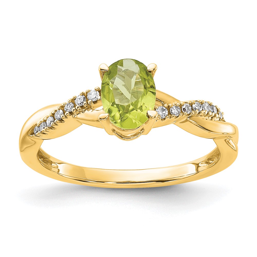 10k Oval Peridot and Diamond Ring (RM4235-PE-008-1YA)