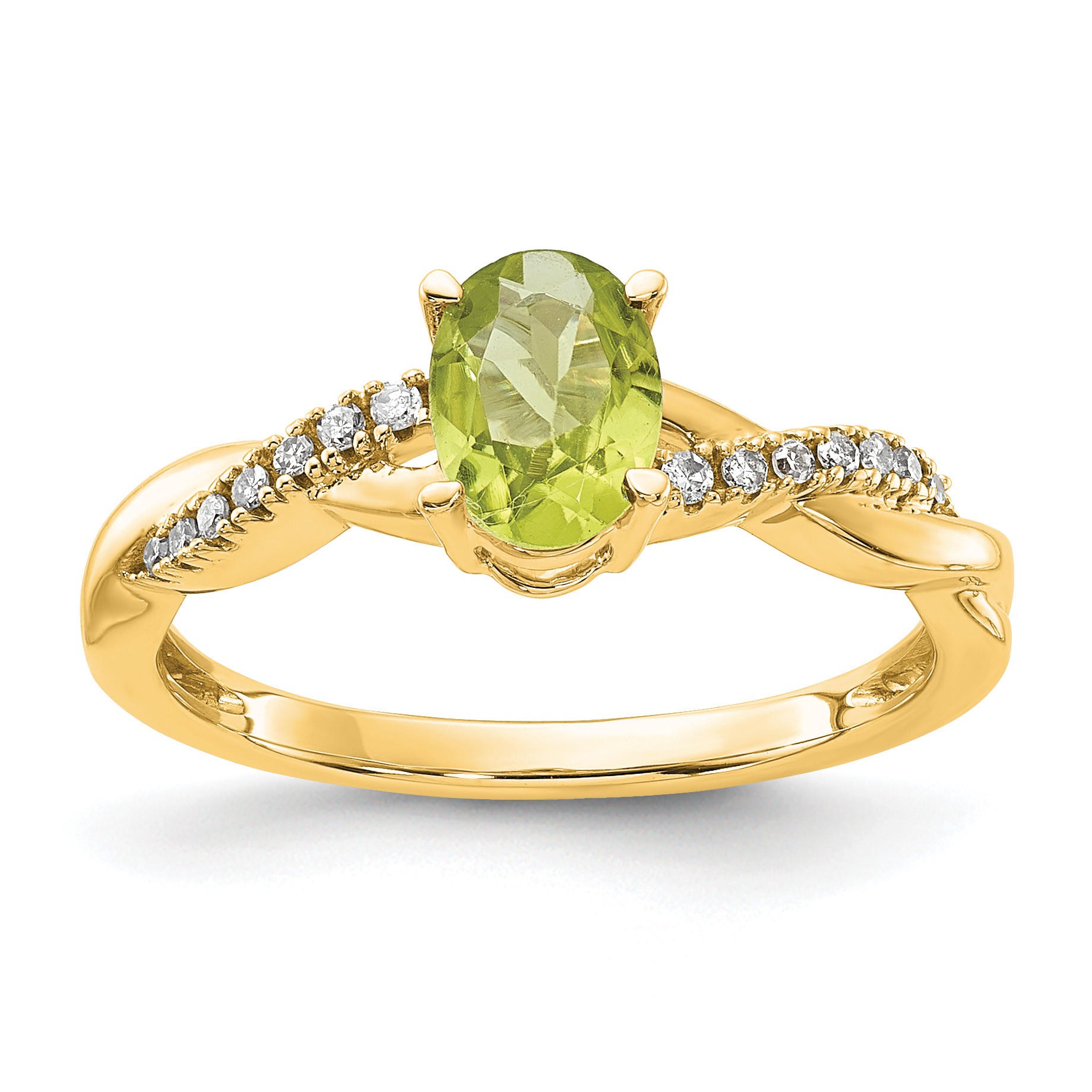 14K Oval Peridot and Diamond Ring (RM4235-PE-008-YA)
