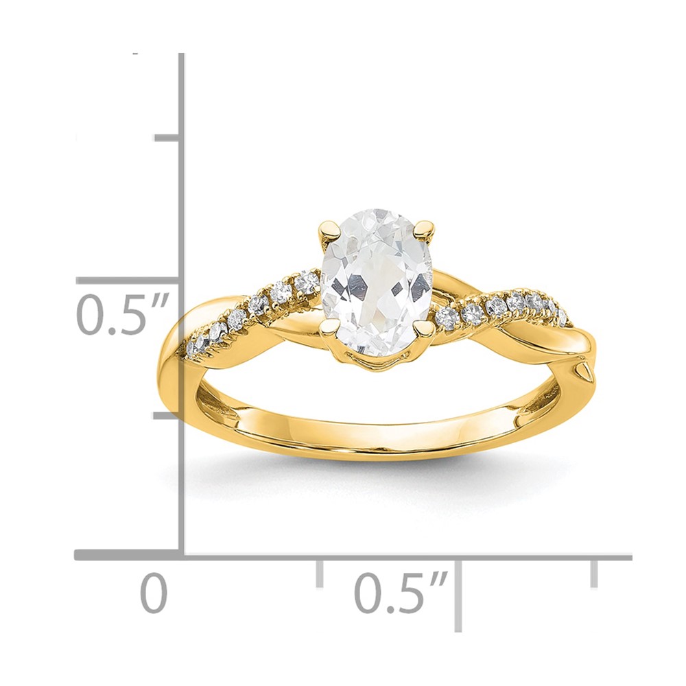 10k Oval White Topaz and Diamond Ring (RM4235-WT-008-1YA)