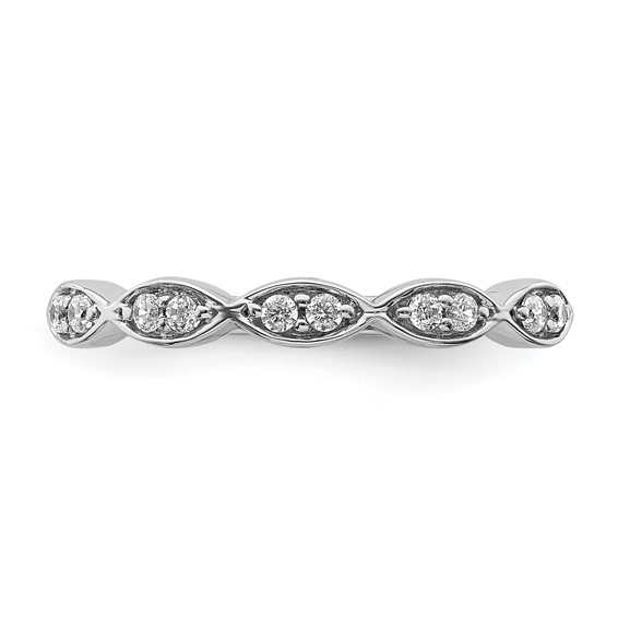14k White Gold 3mm 1/6 carat Diamond Fancy Band