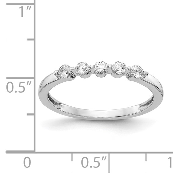 14k White Gold 3mm 5-stone 1/4 carat Diamond Band