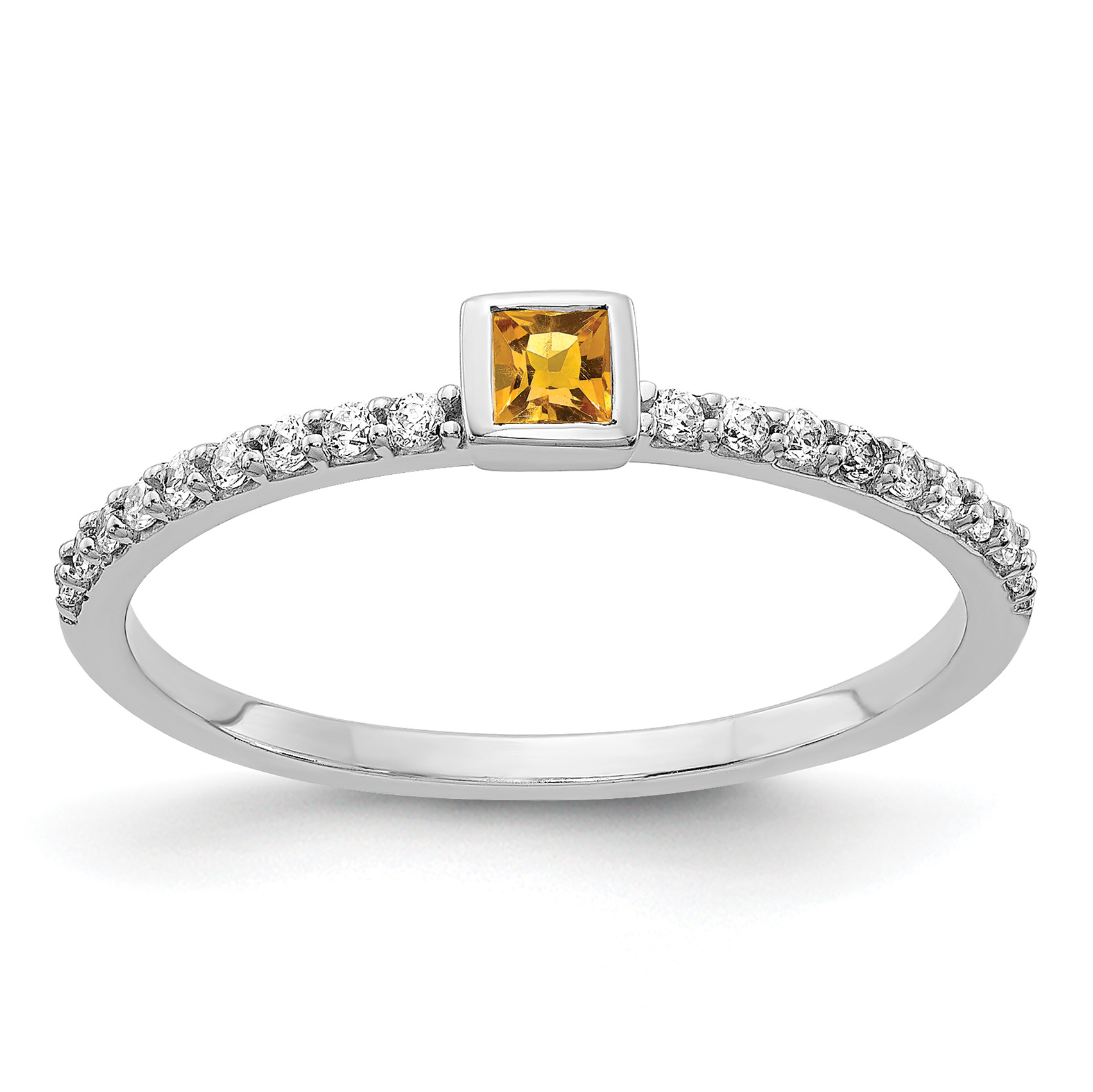 14k White Gold Diamond and Princess Citrine Ring (RM4323-CI-015-WA)