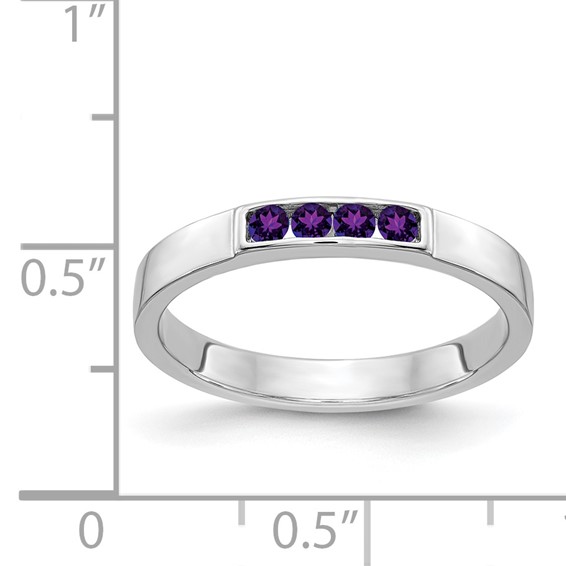 14k White Gold 4-stone Gemstone Bands