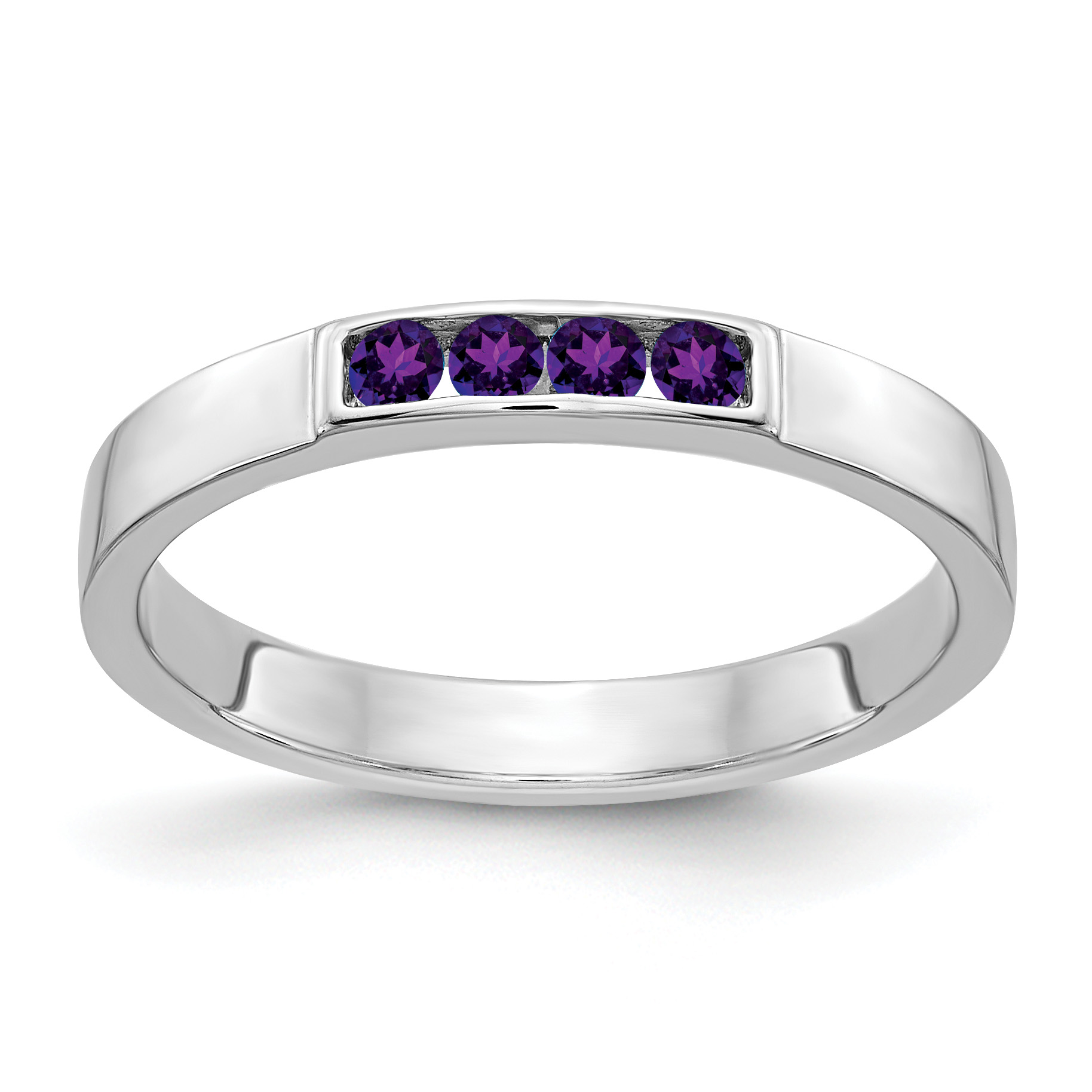 14k White Gold 4-stone Amethyst Band (RM4325-AM-W)