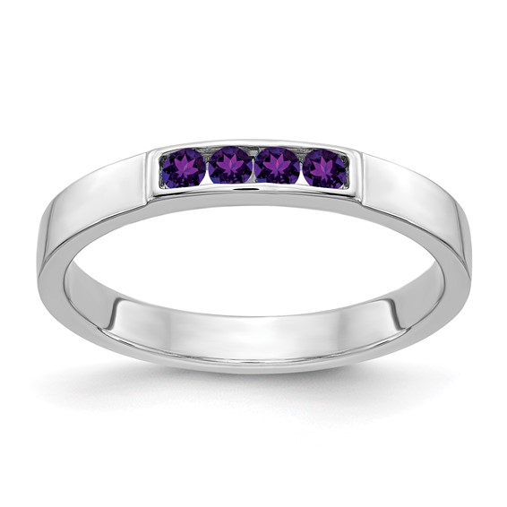 14k White Gold 4-stone Gemstone Bands