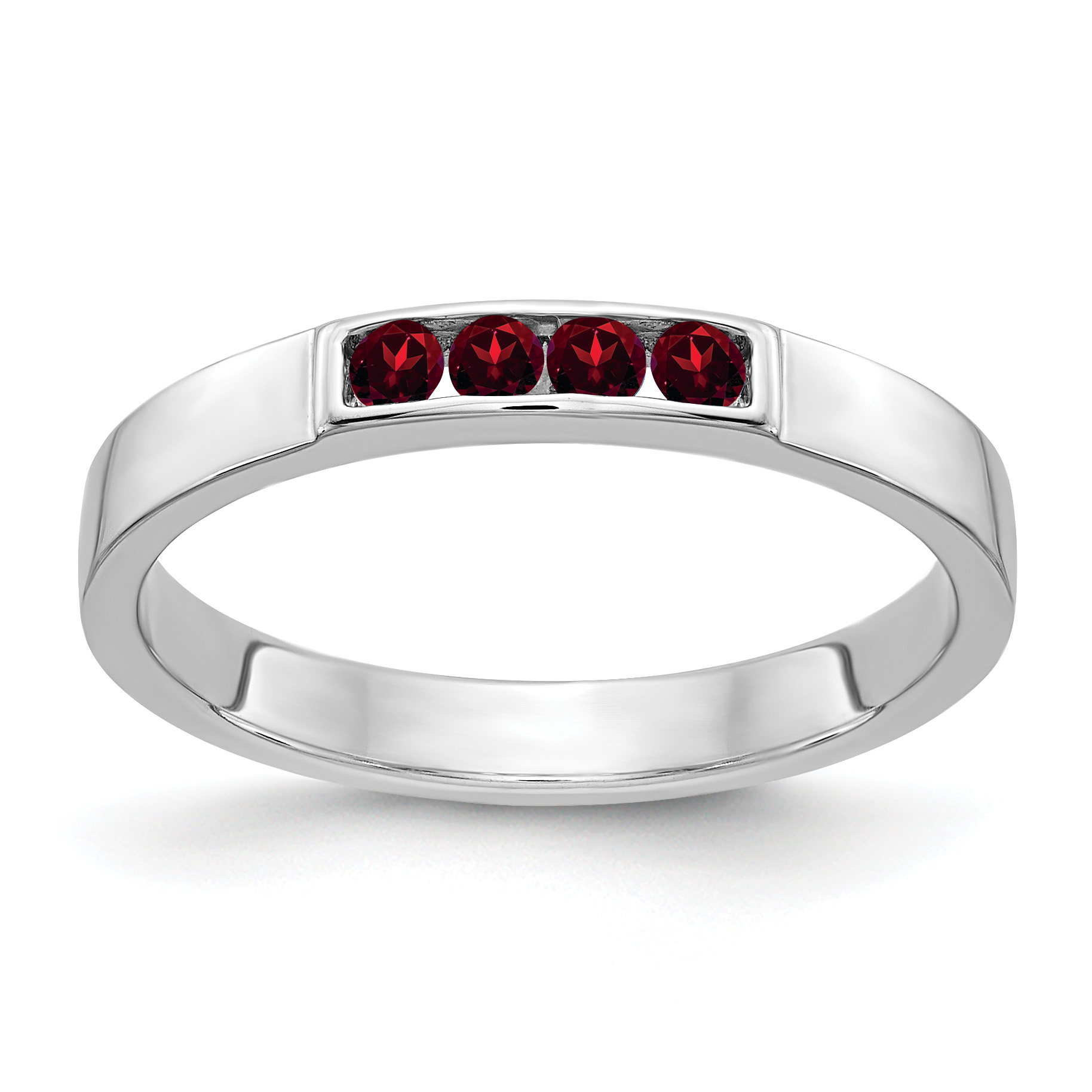 14k White Gold 4-stone Garnet Band (RM4325-GA-W)