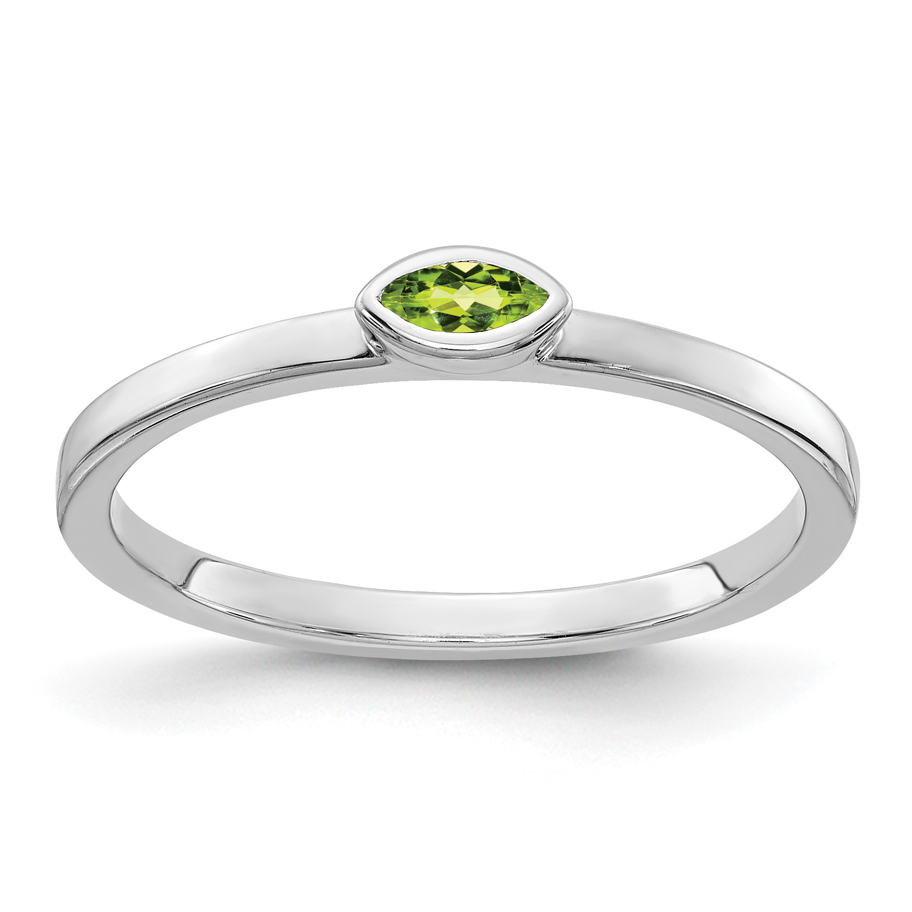 14k White Gold Bezel-set Marquise Peridot Ring (RM4327-PE-W)